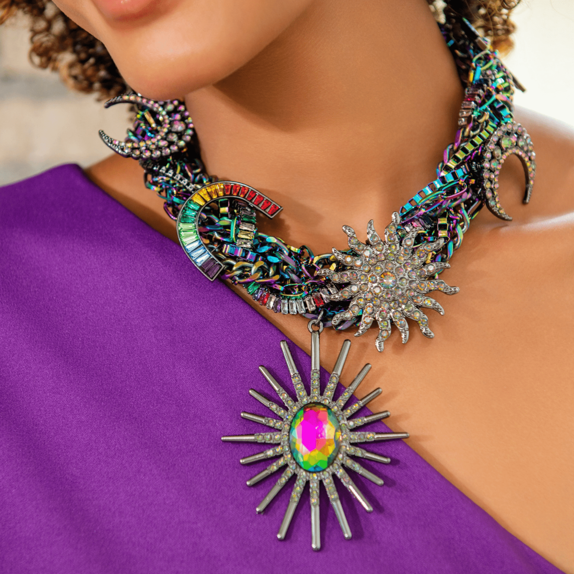 Miss Youniverse Cascading Chain - Rainbow Rhodium | Sassy Jones