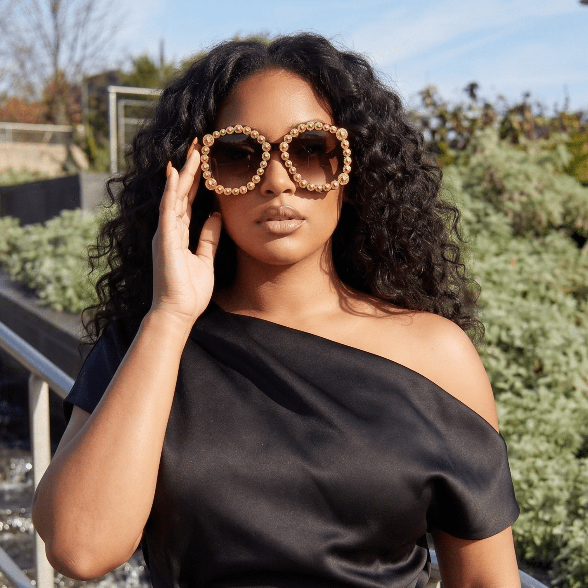 Monroe Gold Studded Sunglasses,Glasses, Sassy Jones,
