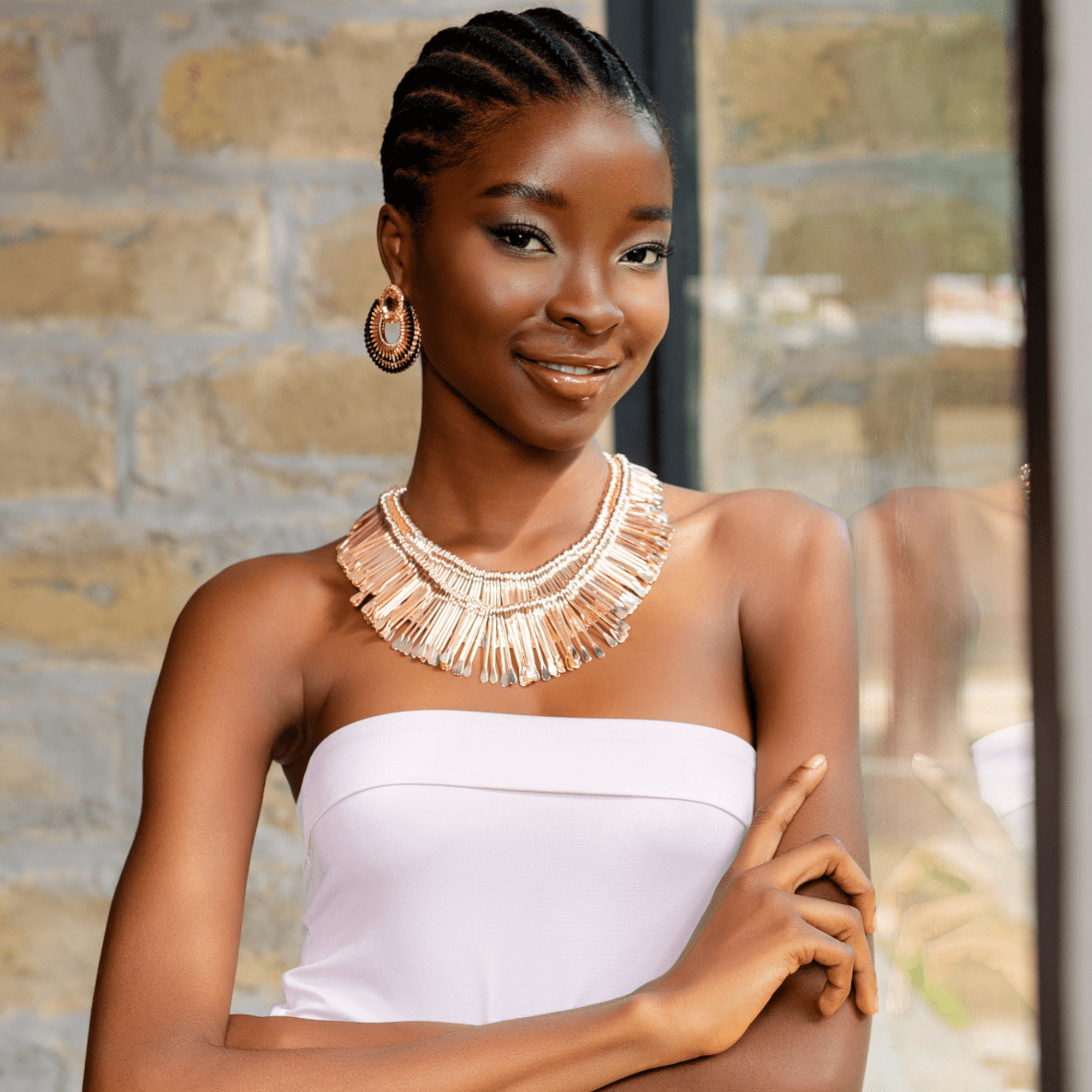 Negasi 2 - in - 1 Statement Bib - Rose Gold,Necklaces, Sassy Jones,