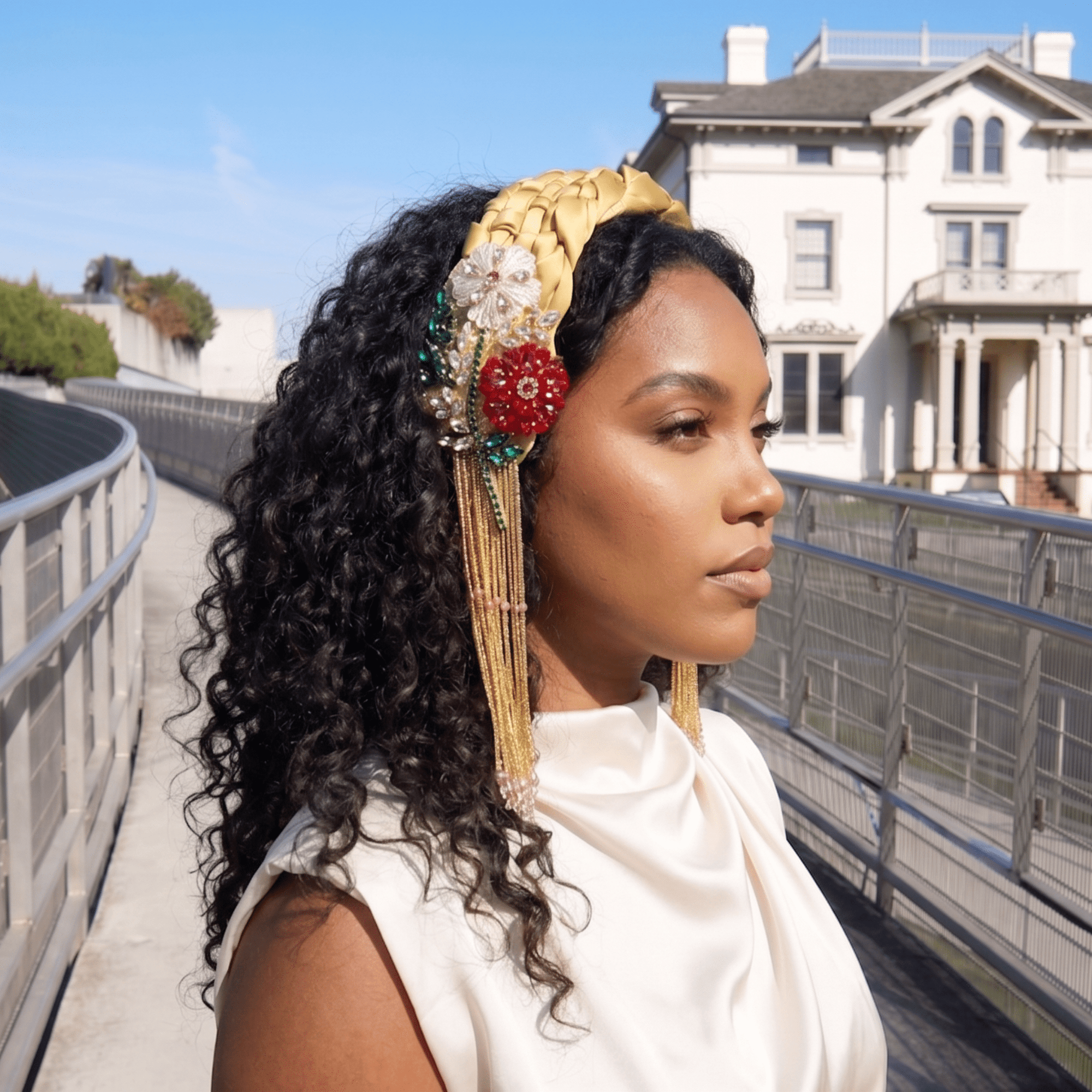Ophelia Woven Headband - Mustard,Headbands, Sassy Jones,