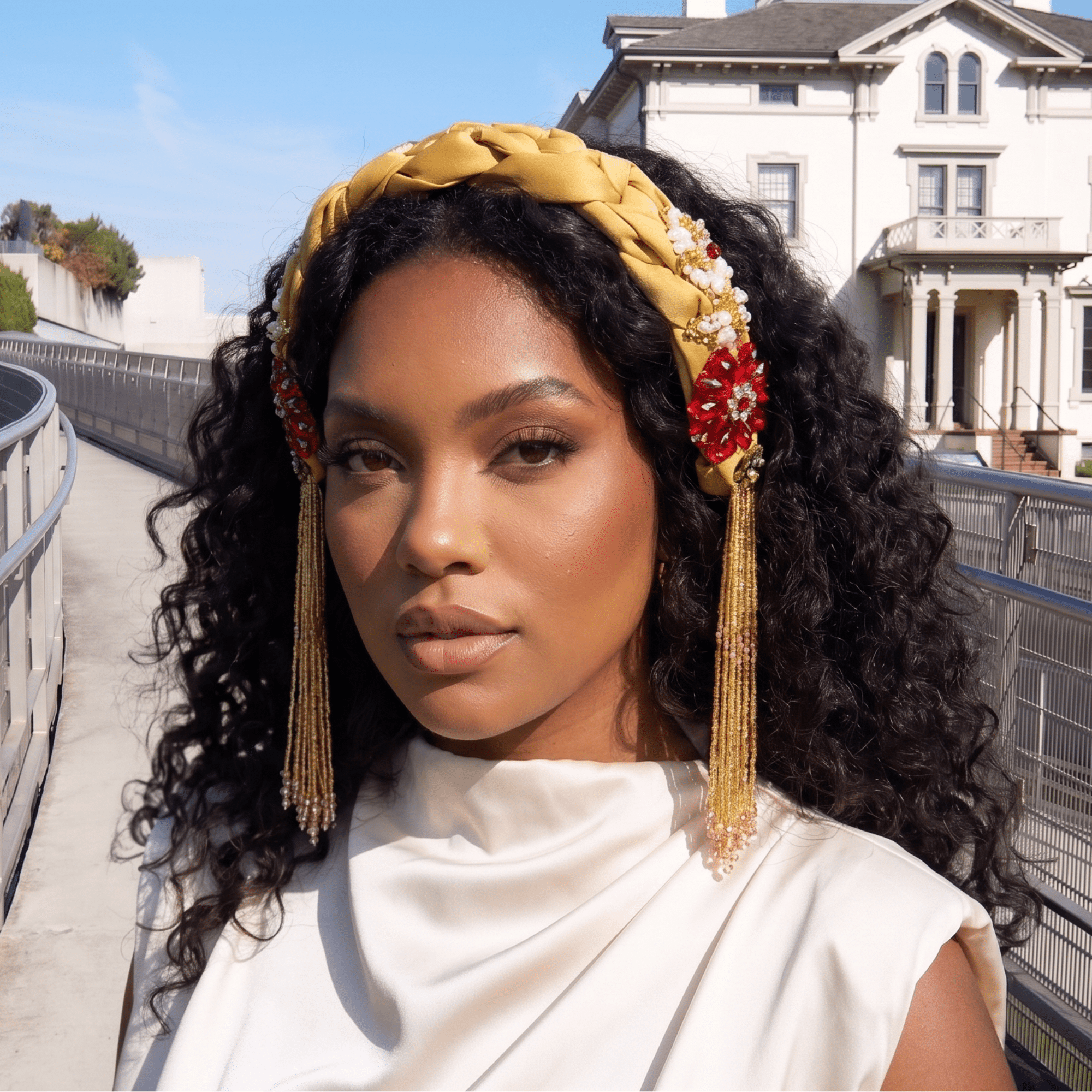 Ophelia Woven Headband - Mustard,Headbands, Sassy Jones,