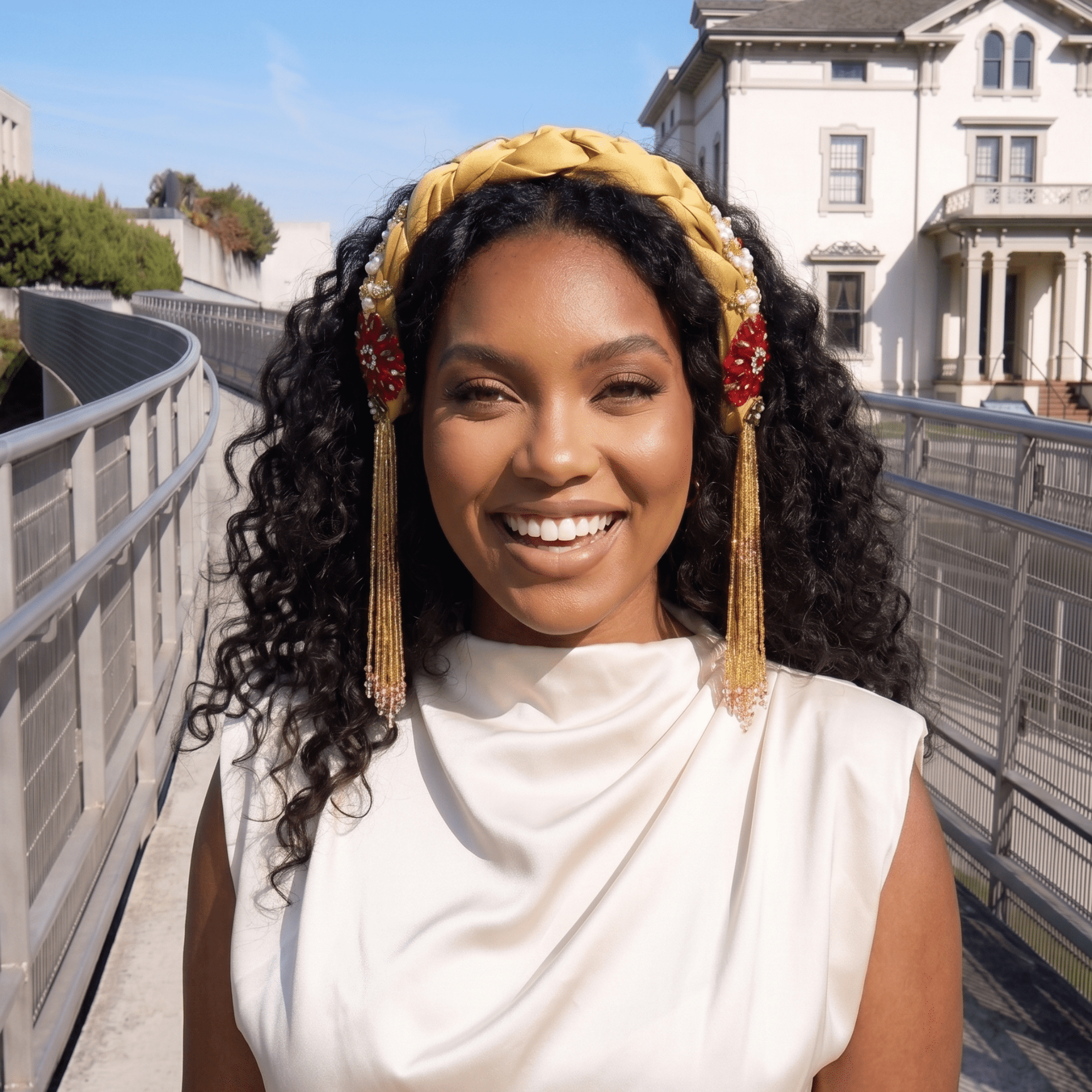 Ophelia Woven Headband - Mustard,Headbands, Sassy Jones,