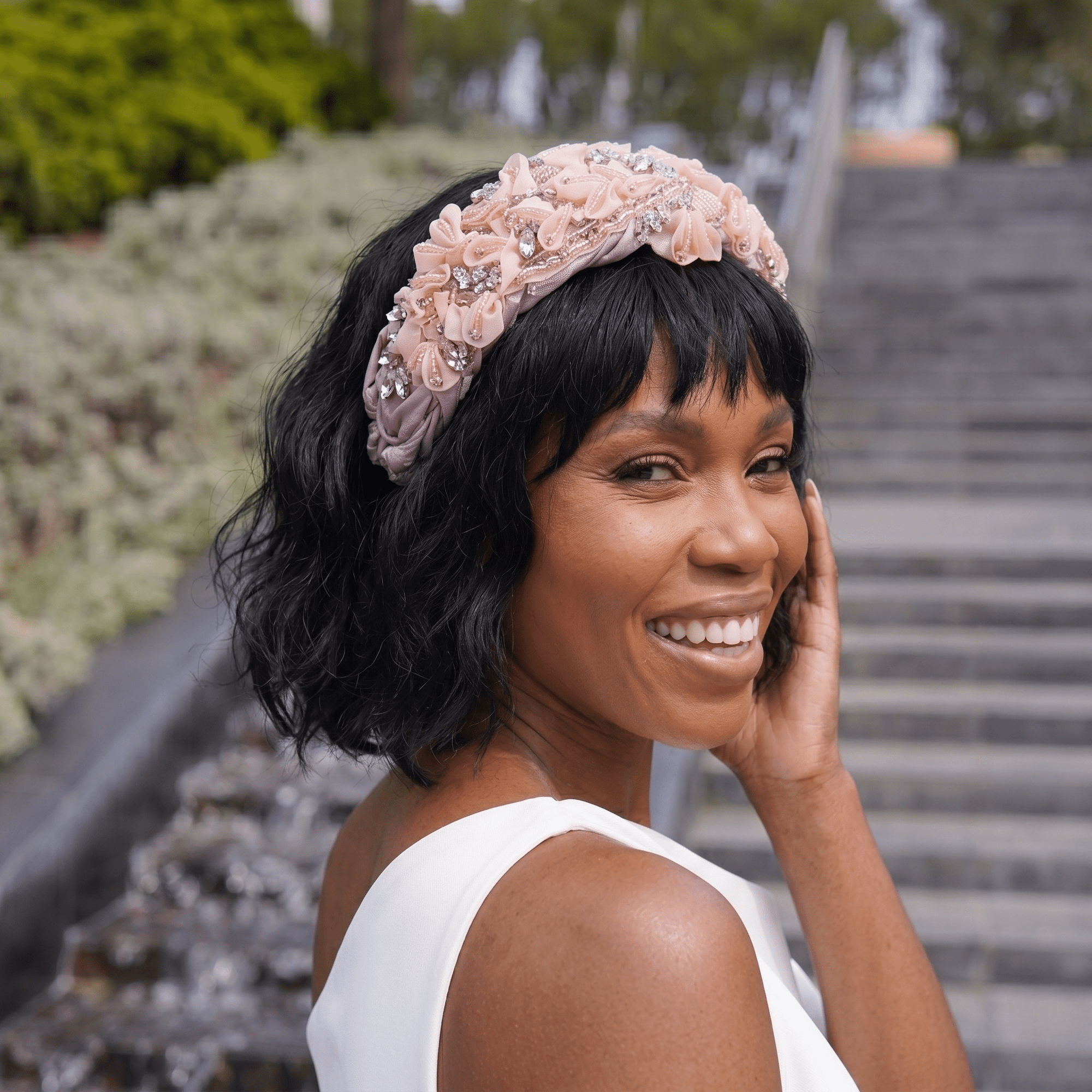 Paige Fleur Majesty Headband - Blush,Headbands, Sassy Jones,