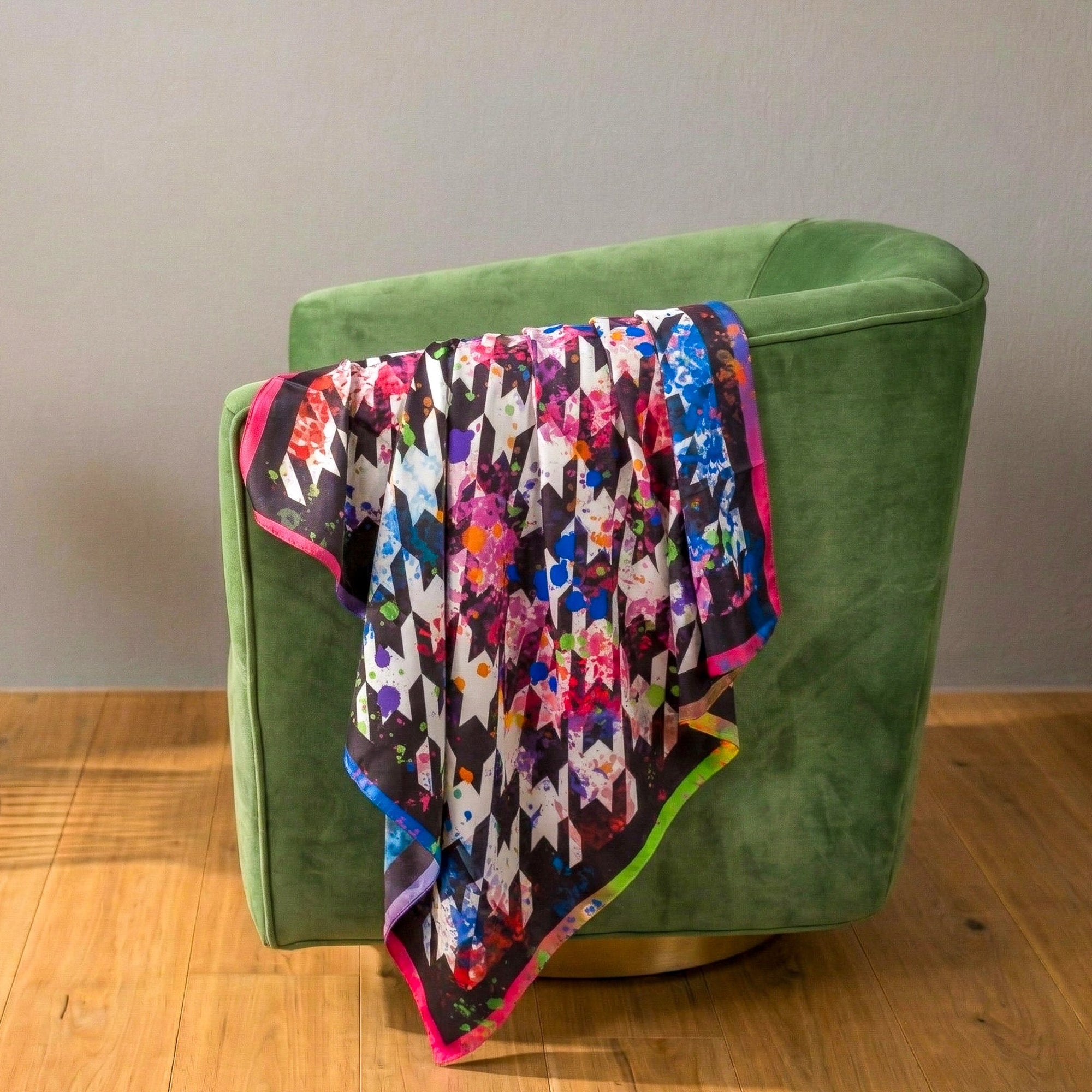 Paintball Houndstooth Luxe Scarf 33" X 33",Scarves, Sassy Jones,