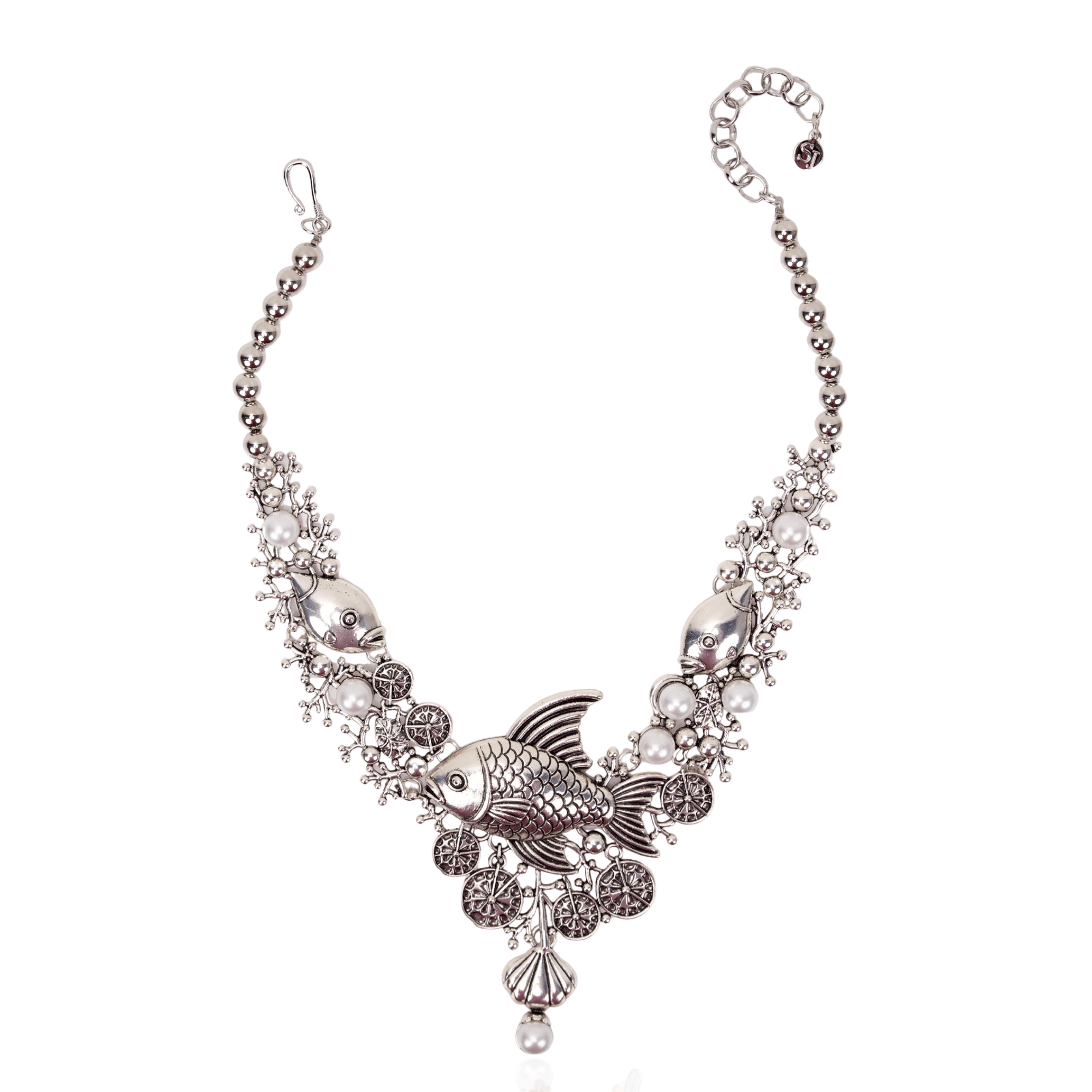 Paloma Silver Angel Fish Statement Bib,Necklaces, Sassy Jones,