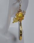 Chrysallis Natural Yellow Agate Dangle Earrings featuring sliced yellow agate drops with clustered yellow and clear beads.