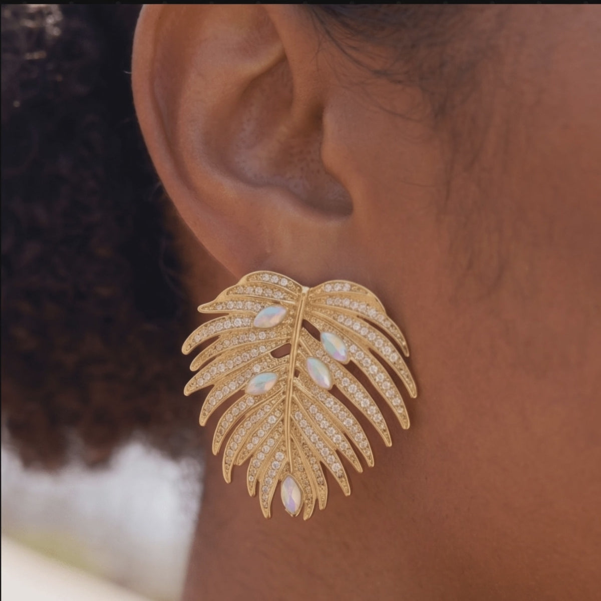 Calypso Palm Crystal Earring,Earrings, Sassy Jones,