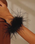 Dana Glam Adjustable Ostrich Feather Bracelet - Black