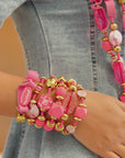 Caliope 6pc Stretch Bracelet Stack - Pink