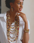 Makemba 2-in-1 Jasper Beaded Statement Chain - Desert Storm