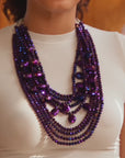 Malia Glass Sparkler Necklace - Dark Purple