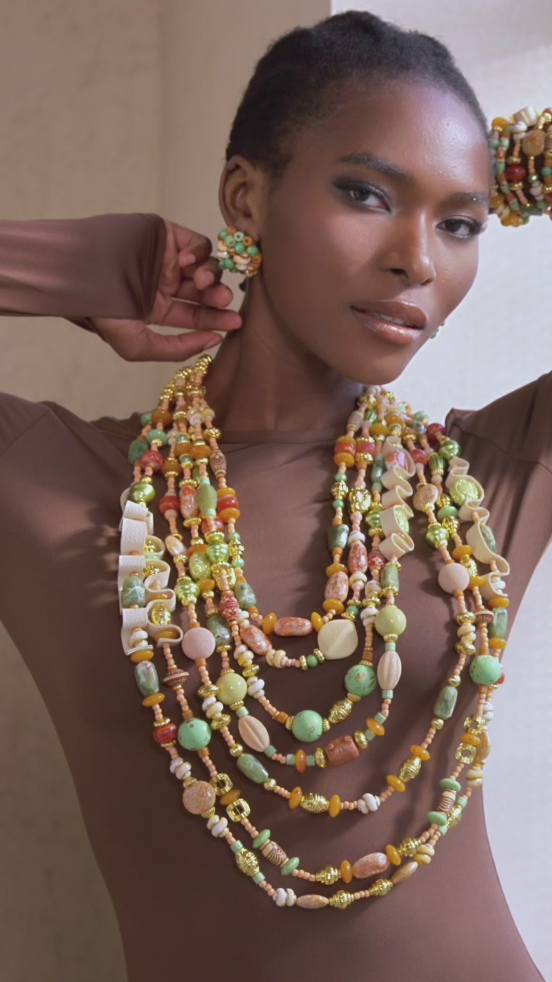 beaded stud earrings, cluster earrings women, statement stud earrings, artisan earrings, wearable art earrings, fashion beaded earrings, bold earrings women, boutique earrings, luxury costume earrings, modern statement earrings