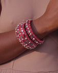 Chosen Pearl 2pc Bangle Stack - Red