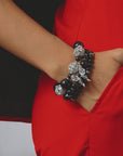 Diamonique Pearl Dainty 3pc Stretch Bracelet Stack - Black Pearl