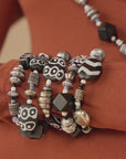 Caliope 6pc Stretch Bracelet Stack - Tribal B/W