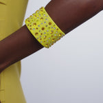 Queen Yellow Jewelry Statement Yellow Studs Beaded Cuff Bold Fashion Accessories Royal Jewelry for Women Glamorous Bead Jewelry Elegant Yellow Fashion Jewelry Unique Crown Jewelry Eye-Catching Beaded Accessories Regal Yellow Cuff Luxury Beaded Jewelry High Fashion Jewelry for Women Yellow Gemstone Jewelry Show-Stopping Jewelry Pieces Exclusive Designer Jewelry Handcrafted Statement Cuff