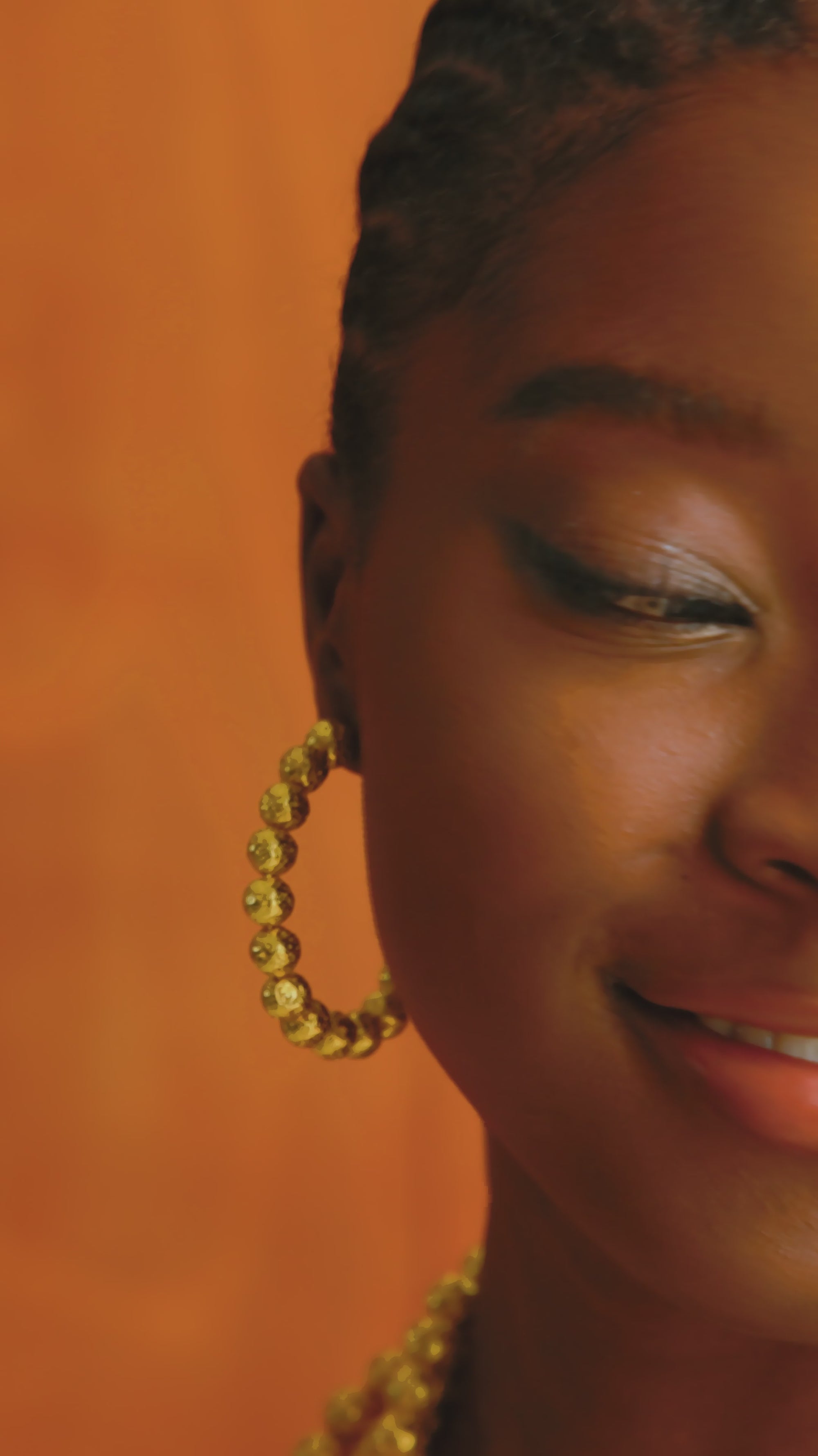 Makemba hoops, golden lava bead earrings, gold hoop earrings, lava beaded hoops, bold gold earrings, lightweight hoop earrings, statement gold hoops, handcrafted lava jewelry, golden hour earrings, luxury statement hoops