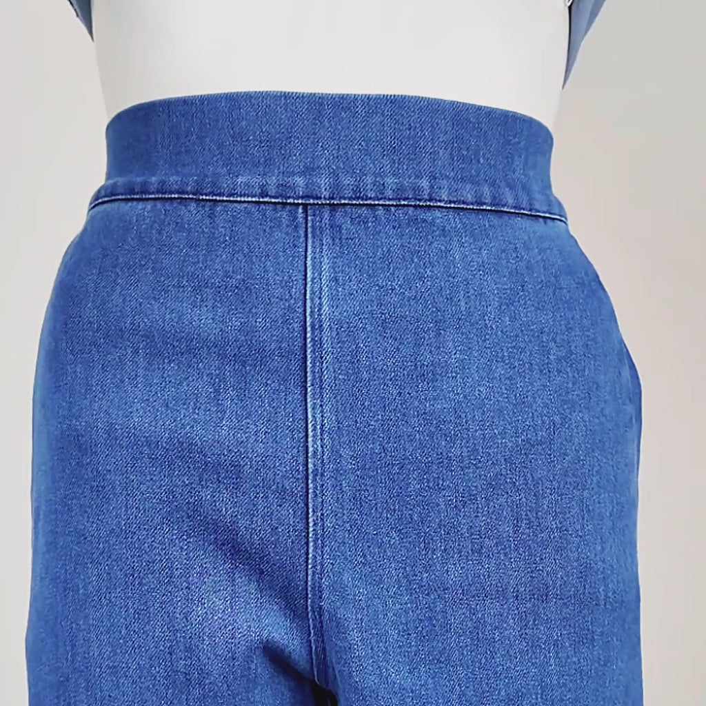 Sassy Jones Gemma Crystal Jogger Pant featuring a relaxed denim silhouette with sparkling multicolor embellishments.