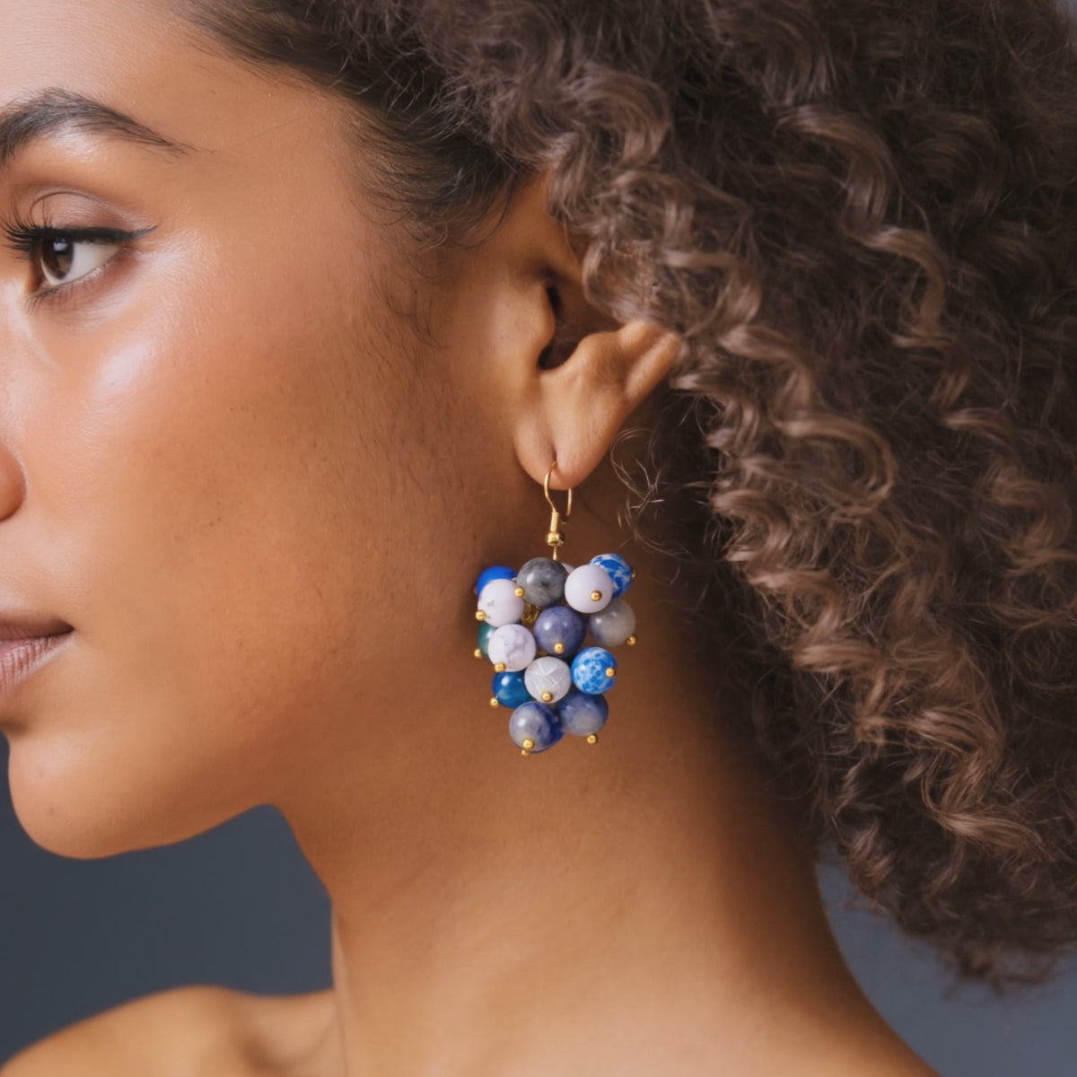 Makemba Lapis Azuli Dangles - Indigo Reign,Earrings, Sassy Jones,
