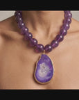 Chrysallis Purple Agate Druzy Statement Necklace