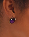 Malia Glass Studs - Dark Purple