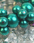 Amora Pearl Heart Stretch Bracelet - Rainbow Teal