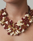 Lovebug 18k Brooch Bib - Crimson/Cream