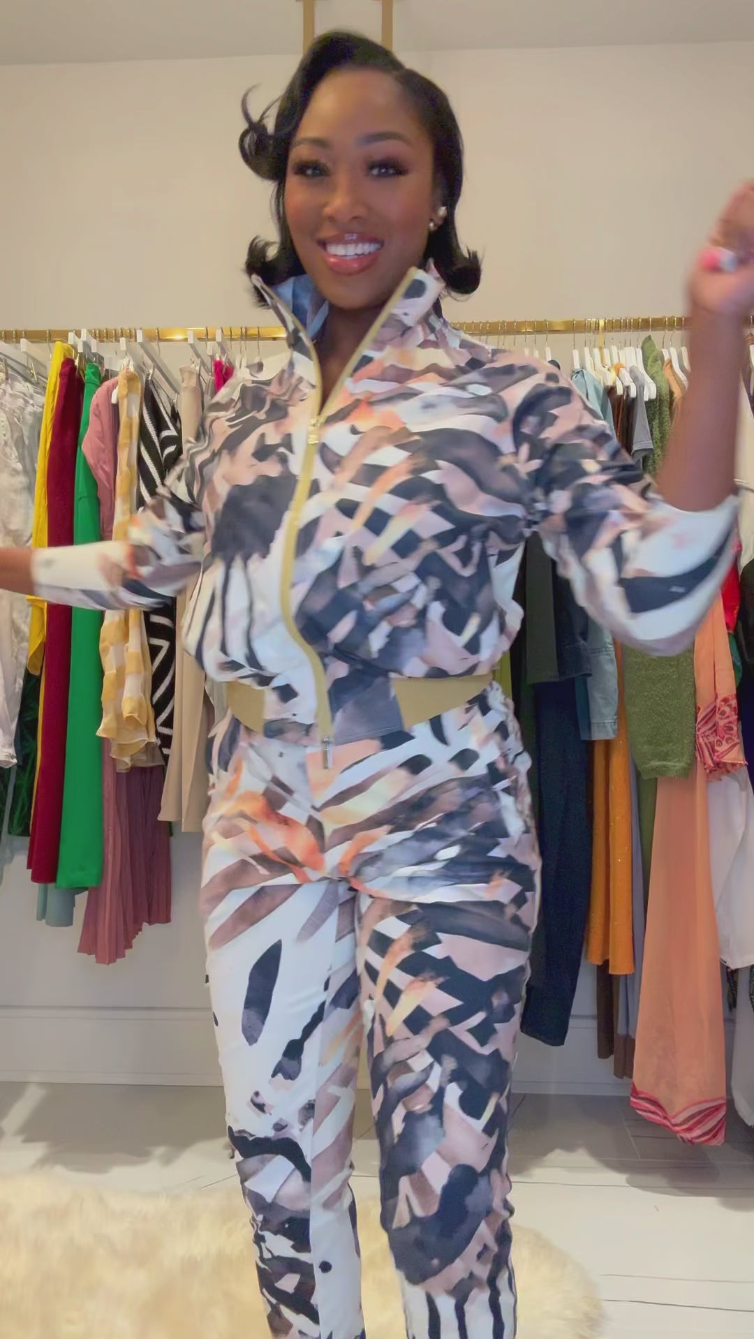 women’s jogger pants, printed joggers women, stretch jogger pants, luxury joggers women, statement pants women, tapered jogger pants, athleisure pants women, designer jogger pants, boutique joggers, fashion joggers women