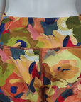 Full length multicolor leggings with bold painterly flowers and a sculpted high waisted fit.
