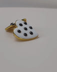 Sassy Jones Lovebug Black and White heart earrings featuring a playful polka dot inspired crystal design.