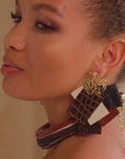 Karma Buffalo Leather Statement Earrings - Nature Crocodile / Snake