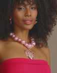Amora Chunky Pearl Heart Chain - Pink/Rose Gold