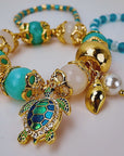 Soleia Turquoise Sea Turtle Charm 3 Piece Stretch Beaded Bracelet Stack