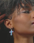 Trinity Crucifix Cross Filigree Drop Earrings - Heaven’s Rainbow