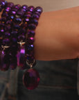 Malia Glass 6pc Stretch Bracelet Stack - Dark Purple