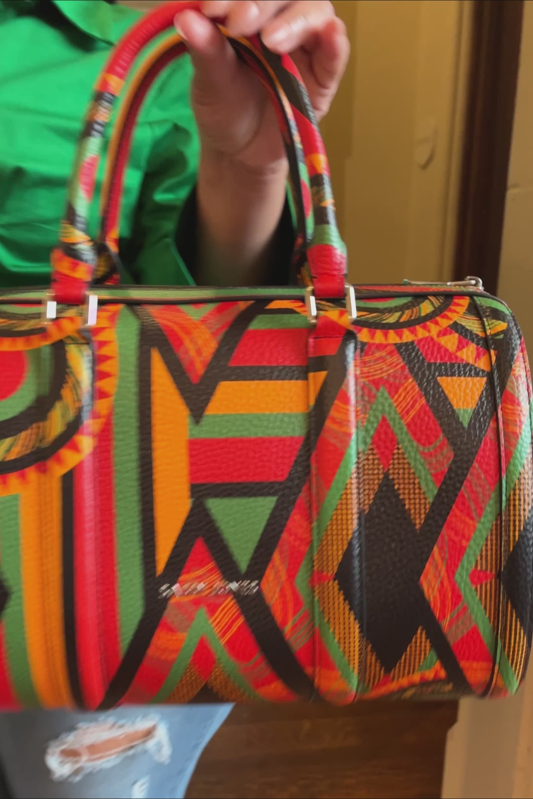 Dottie Leather Handbag - Abstract Tribal - Sassy Jones