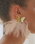 Dana Ostrich Feather Earrings - Blush