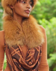 Aspen Pure Fur Shawl Collar w/ Separable Scarf - Affluent Cognac