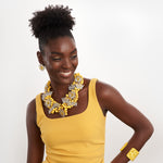 Queen Yellow Jewelry Statement Yellow Necklace Beaded Bib Necklace Bold Fashion Accessories Royal Jewelry for Women Glamorous Bead Jewelry Elegant Yellow Fashion Jewelry Unique Crown Jewelry Eye-Catching Beaded Accessories Regal Yellow Necklace Luxury Beaded Jewelry High Fashion Jewelry for Women Yellow Gemstone Jewelry Show-Stopping Jewelry Pieces Exclusive Designer Jewelry Handcrafted Statement Necklace