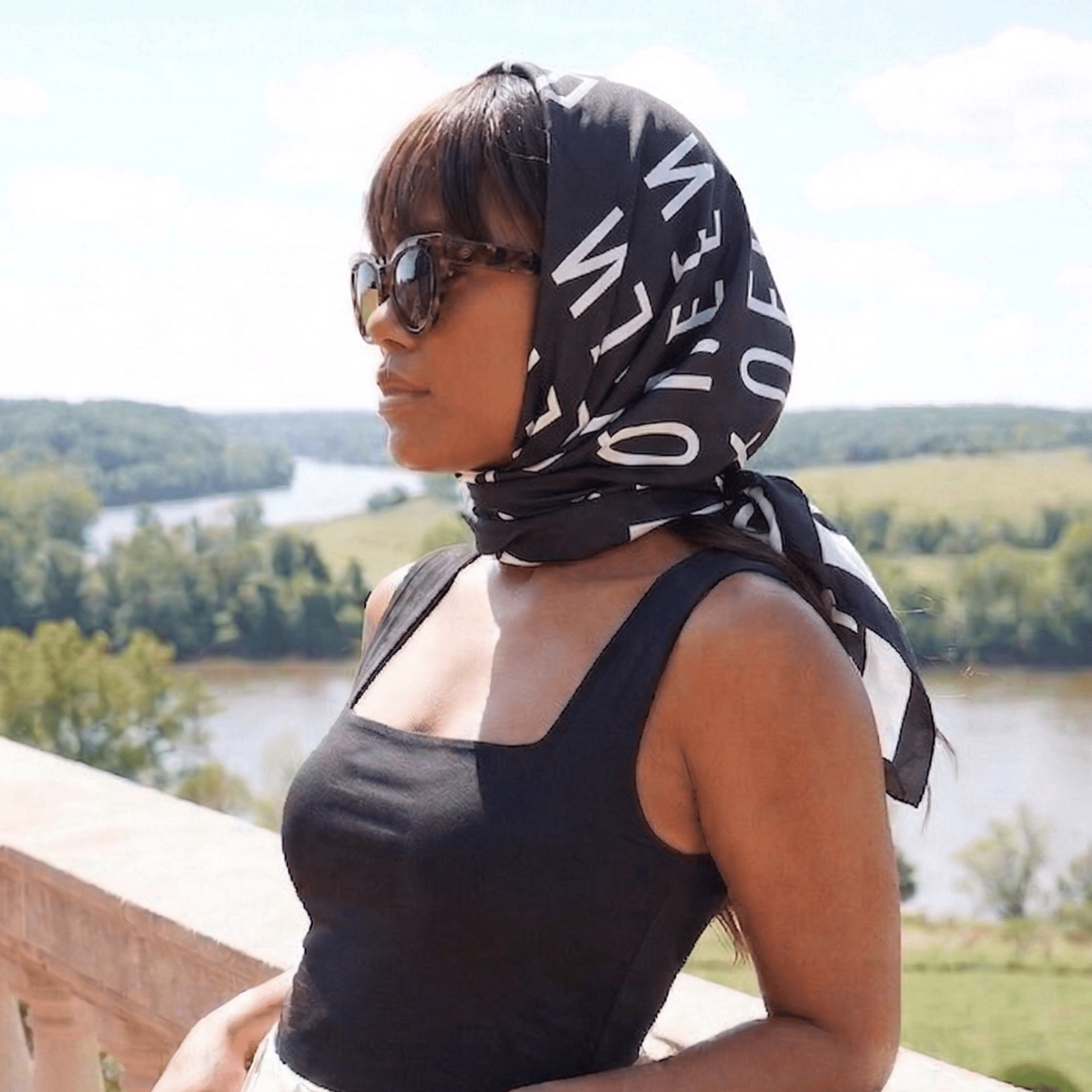 Queen Luxe Scarf 33" X 33" - B/W,Scarves, Sassy Jones,