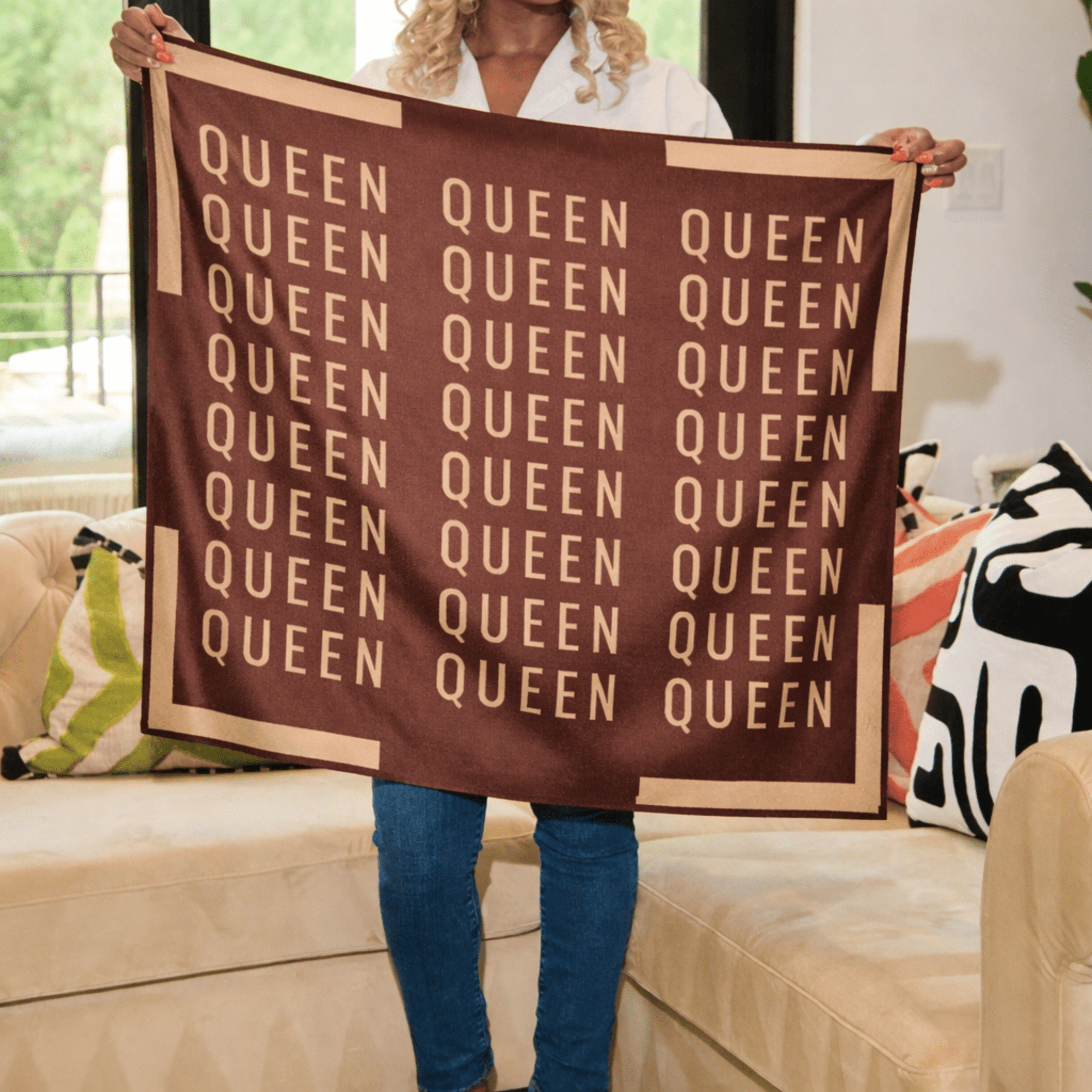 Queen Luxe Scarf 33" x 33" - Chocolate,Scarves, Sassy Jones,