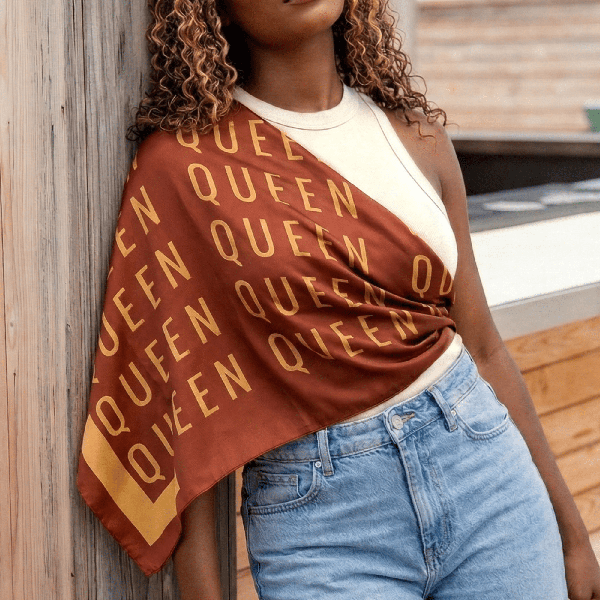 Queen Luxe Scarf 33" x 33" - Chocolate,Scarves, Sassy Jones,