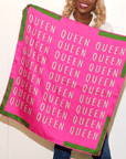 Queen Luxe Scarf 33" x 33" - Pink/Green,Scarves, Sassy Jones,