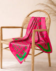 Queen Luxe Scarf 33" x 33" - Pink/Green,Scarves, Sassy Jones,