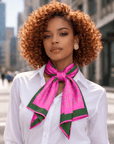 Queen Luxe Scarf 33" x 33" - Pink/Green,Scarves, Sassy Jones,