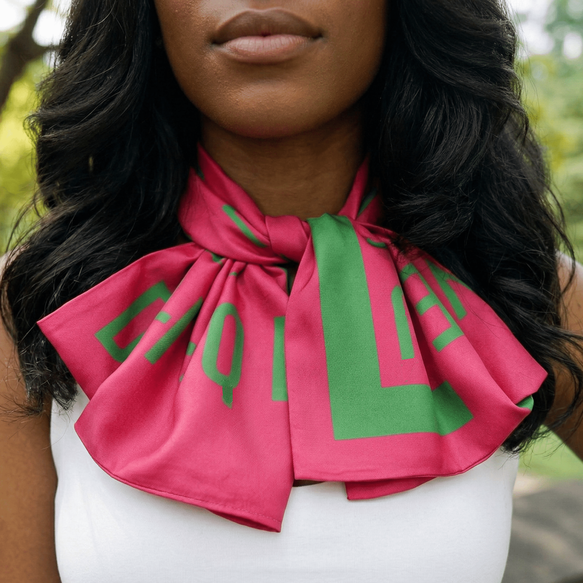 Queen Luxe Scarf 33" x 33" - Pink/Green,Scarves, Sassy Jones,