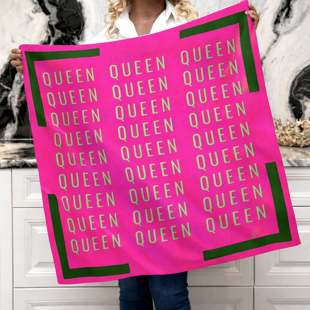 Queen Luxe Scarf 33" x 33" - Pink/Green,Scarves, Sassy Jones,