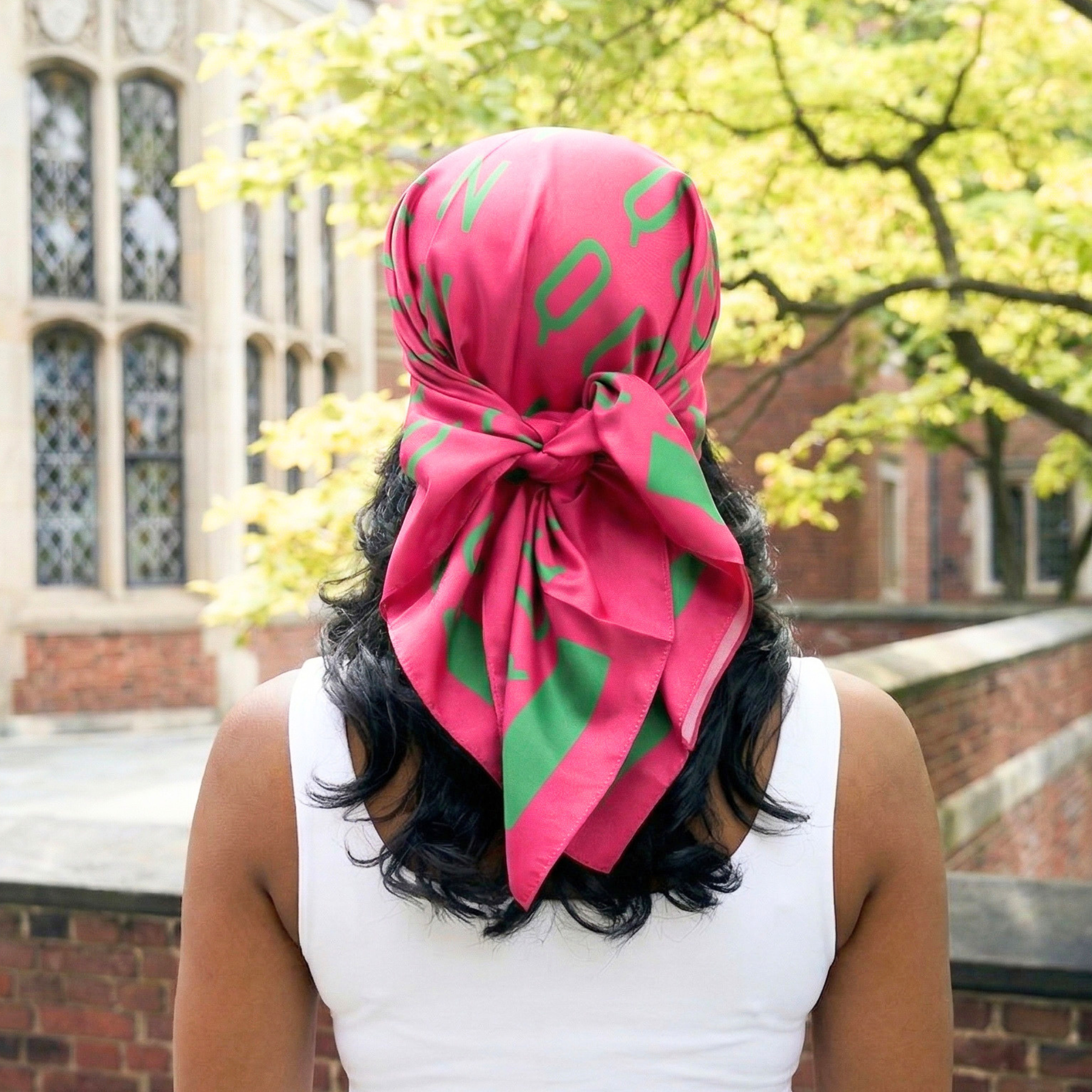 Queen Luxe Scarf 33" x 33" - Pink/Green,Scarves, Sassy Jones,