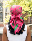 Queen Luxe Scarf 33" x 33" - Pink/Green,Scarves, Sassy Jones,
