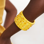 Queen Yellow Jewelry Statement Yellow Studs Beaded Cuff Bold Fashion Accessories Royal Jewelry for Women Glamorous Bead Jewelry Elegant Yellow Fashion Jewelry Unique Crown Jewelry Eye-Catching Beaded Accessories Regal Yellow Cuff Luxury Beaded Jewelry High Fashion Jewelry for Women Yellow Gemstone Jewelry Show-Stopping Jewelry Pieces Exclusive Designer Jewelry Handcrafted Statement Cuff